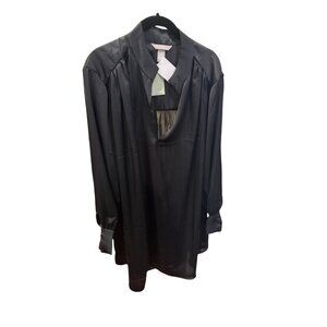 NWT H&M Satin Shirt Dress Black Long Sleeve Tunic XL